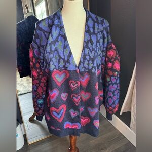 Farm Rio Ikat Hearts Cardigan Small